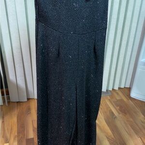 Elegant Black Glitter Evening Dress